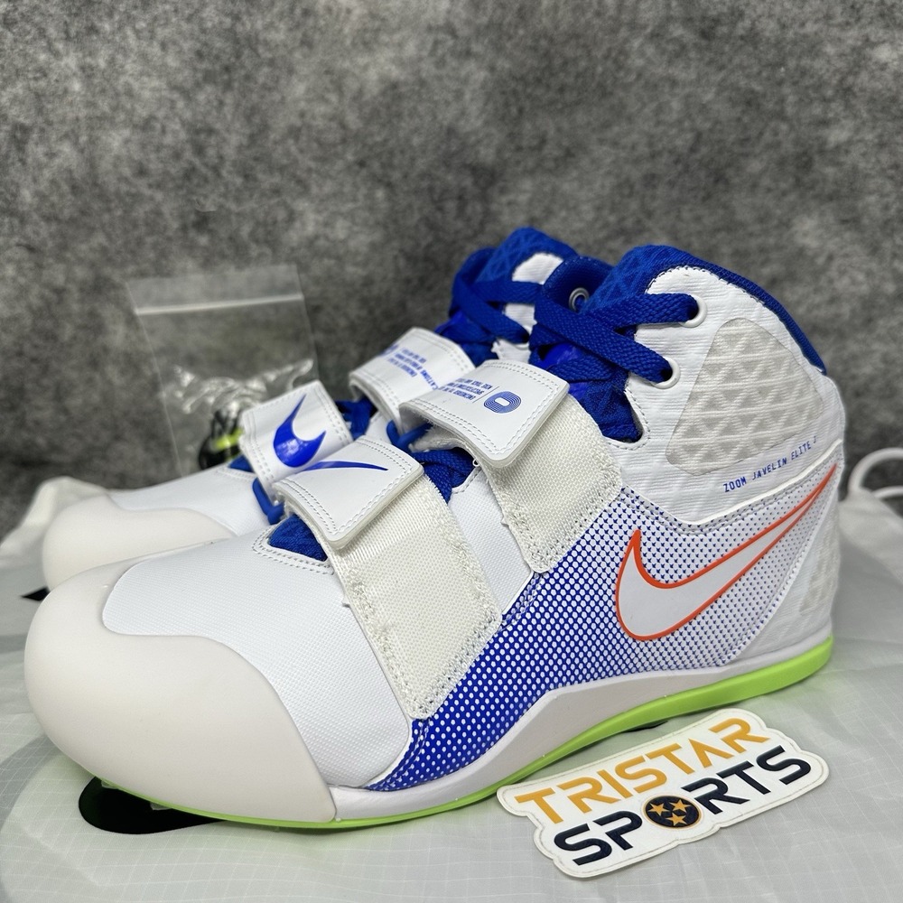Nike Zoom Javelin Elite 3 Track Shoes Mens Size 9 White Blue Spikes AJ8119-102